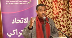 عبد الرحيم شهيد يتحدث في لقاء حزبي بزاكورة حول أزمة الماء.